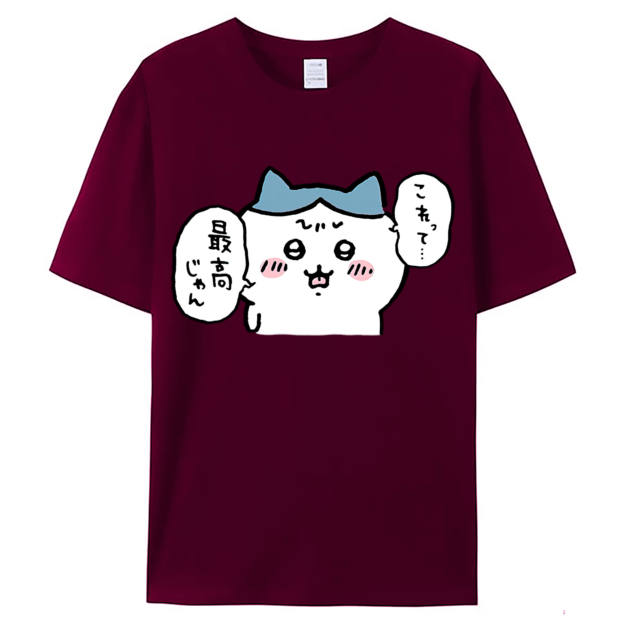 （画像用） ちいかわ ハチワレ Chii-kawa hachiware レディースカジュアルプリントTシャツ（綿100％）